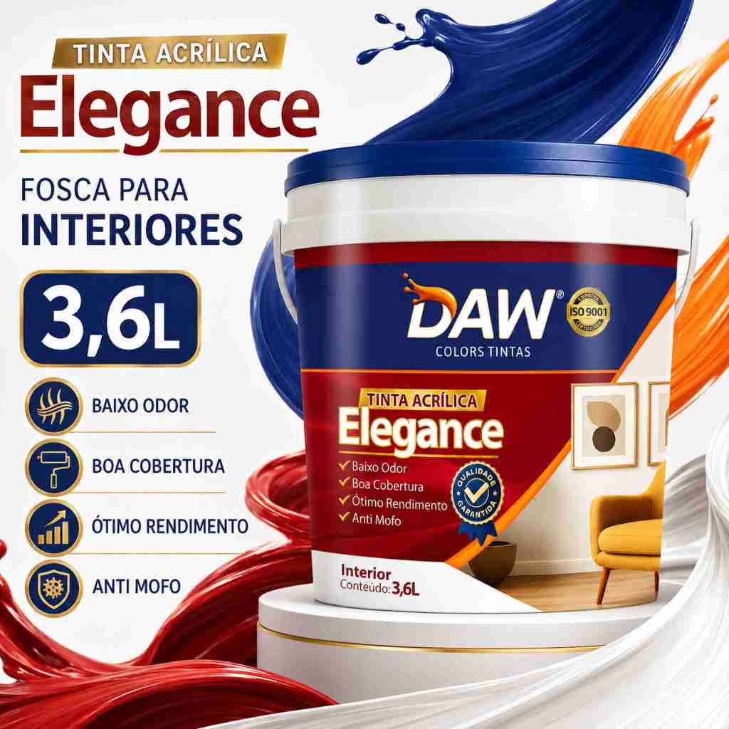 Tinta Acrílica FOSCA Antimofo Elegance 3,6L MEPCO – Disfarce Imperfeições Máximo Rendimento