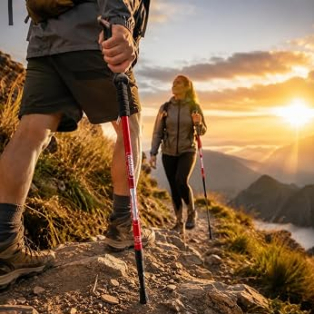 Kit com 2 Bastões Trilha E Caminhada Ajustável 65cm a 135cm Com Alça