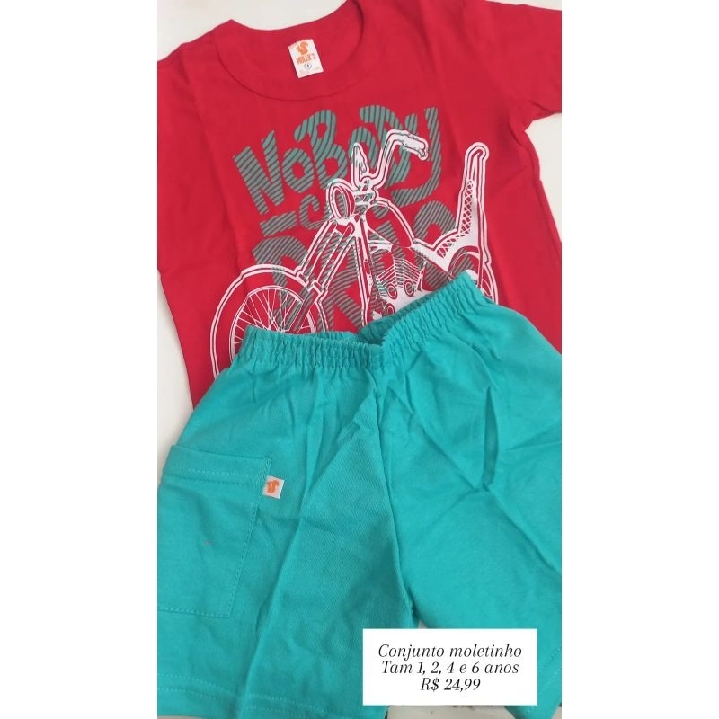 Conjunto Infantil Moletinho Menino Camiseta + Bermuda | Tam 1, 2, 4 e 6 Anos | Confortável | MinoseminasKids
