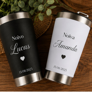 Kit copo para Noivo e Noiva presente de casamento copos térmicos personalizados