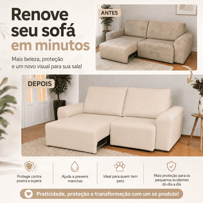 Capa de Sofá Retrátil 2 Lugares em Spandex — foto 6