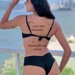 Biquíni Feminino Retro Meia Taça com Aro Calcinha Fio Duplo com bojo removível. Praia verão