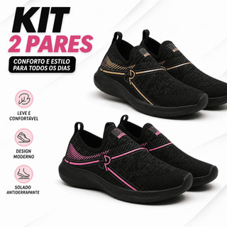 Kit Econômico 2 Tênis Feminino Nylon – Super Leve, Resistente e Envio Imediato – 34 ao 43