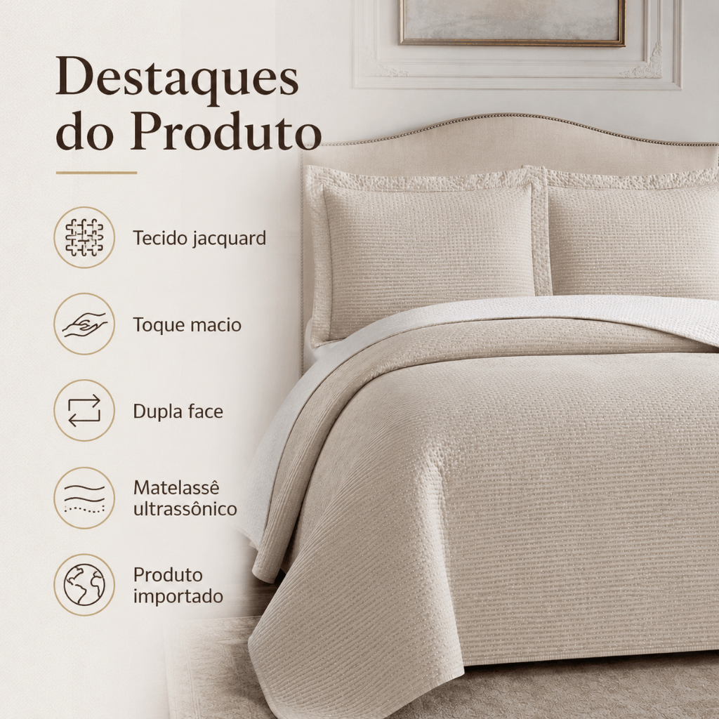 Kit Colcha Eternity Casal\Queen\King 3 Peças Cobre Leito Luxuoso Jacquard Super Macio Estampado Soft · foto 2