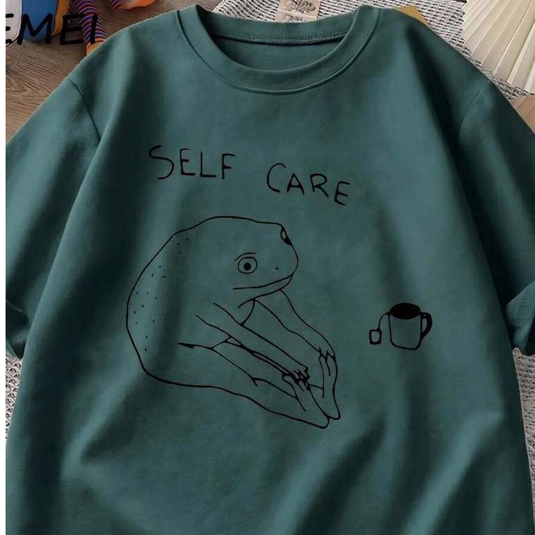 Tshirt Feminina Estilosa Estampada Self Care Lançamento Camiseta 100% Algodão Camiseta Para Mulheres Estilosas