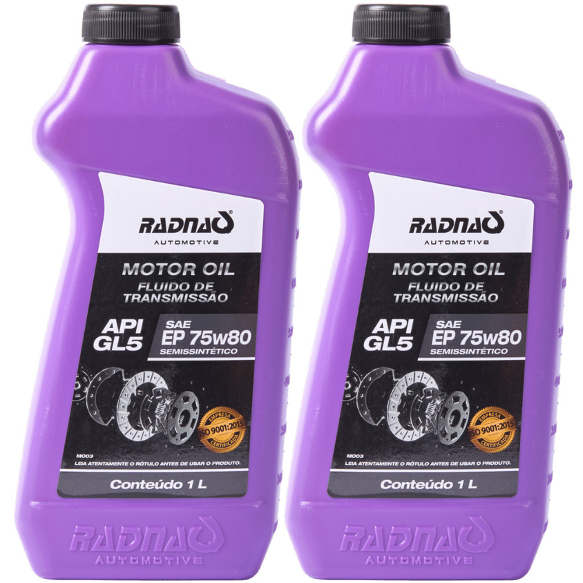 Kit 2L Óleo De Cambio Fluido de Transmissão 75w80 API GL5 Semissintético Radna
