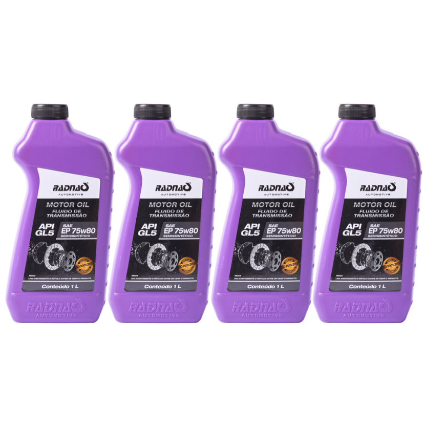 Kit 4L Óleo De Cambio Fluido de Transmissão 75w80 API GL5 Semissintético Radnaq 1 Litro