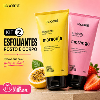 Kit 2 Esfoliante Labotrat 150g Morango e Maracujá Facial e Corporal Rosto Corpo Limpeza Profunda Pele Macia