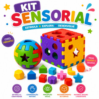 Cubo e Bola Infantil de Encaixe Brinquedo Didático e Educativo para crianças Bebê - Colorido