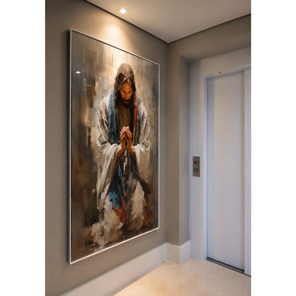Quadro Decorativo 1 Tela Jesus Em Oração 120X80cm Para Sala Quarto Escritorio