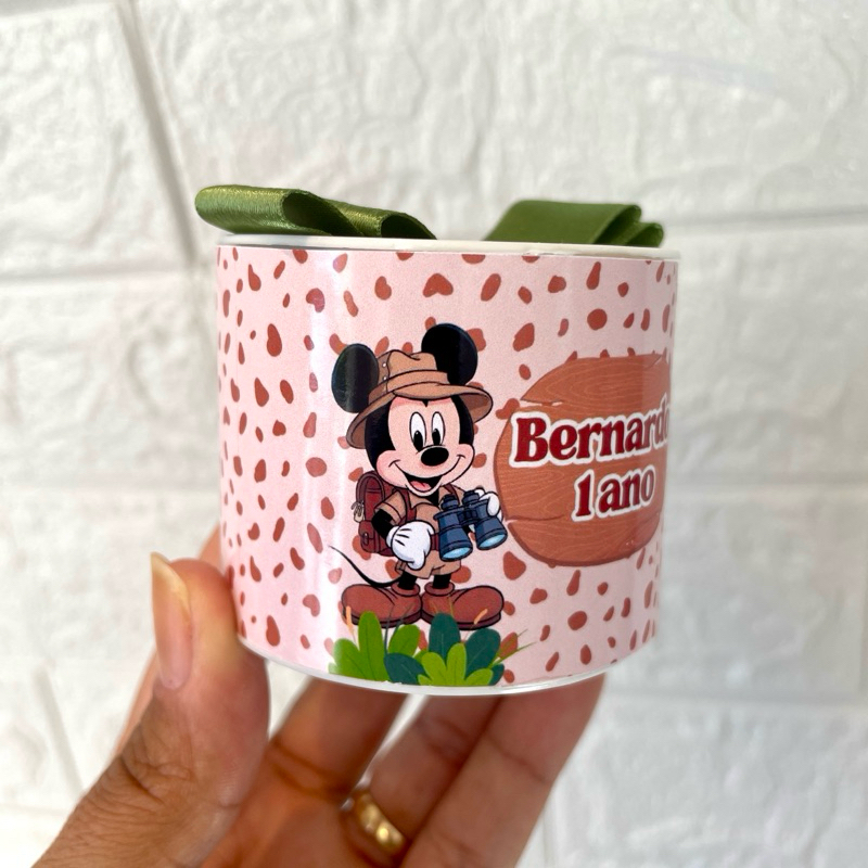 Kit Tubo Lata Personalizada Tema Mickey Safari Lembrancinha Festa Infantil Mickey Aniversário Safari5x6