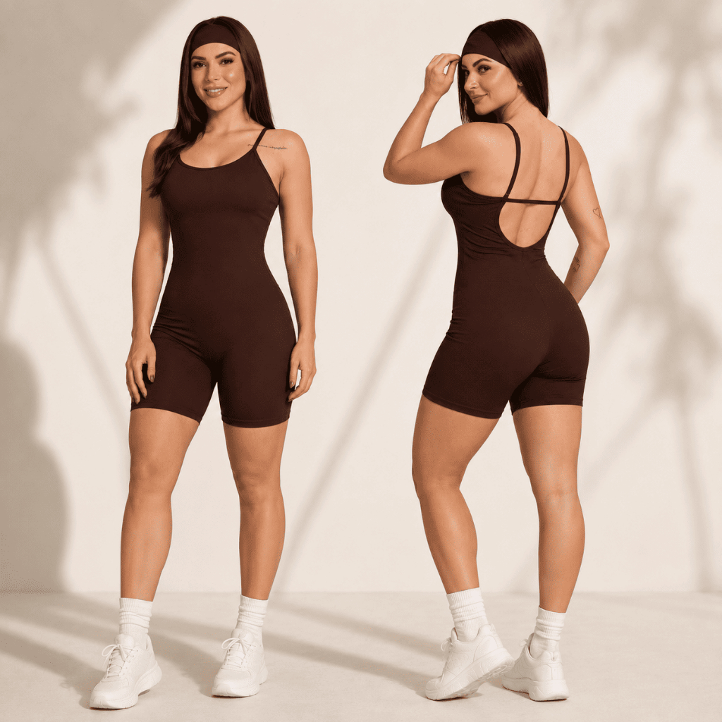 Macaquinho Feminino Suplex com Faixa Academia Fitness Casual Premium