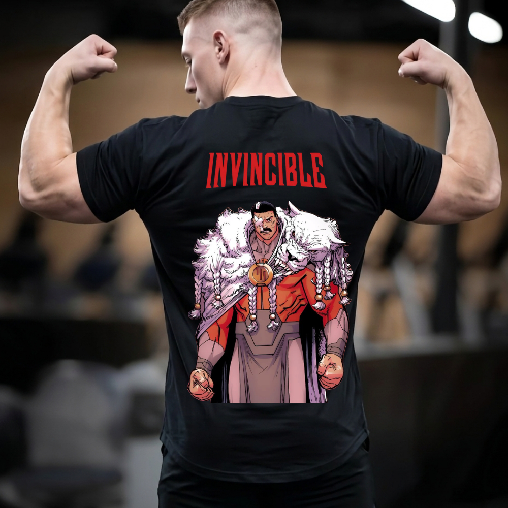 Camiseta Oversized Confortavel Masculina Anime Invencível Thragg Estampada Camisa Para Academia Musculação