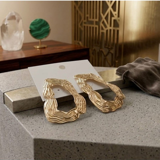 Par De Brincos Orgânico Minimalista - Dourado/Prata