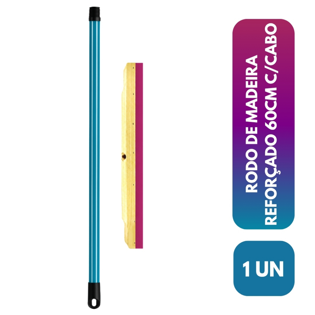 1 Rodo Madeira Duplo 60cm Grande EVA Reforçado Com Cabo Puxa Seca Limpa Piso Cozinha Quintal Oferta