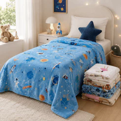 Manta Cobertor Solteiro Bouti Kids Animada Mantinha Flannel Quentinha Estampado Toque Macio Coberta