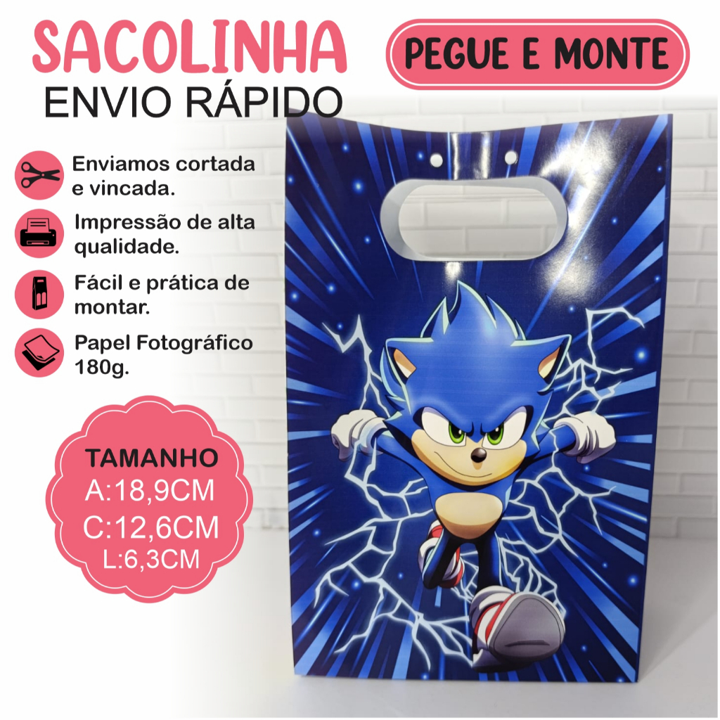 Sacolinha SONIC lembrancinha de festa personalizada - sacolinha surpresa