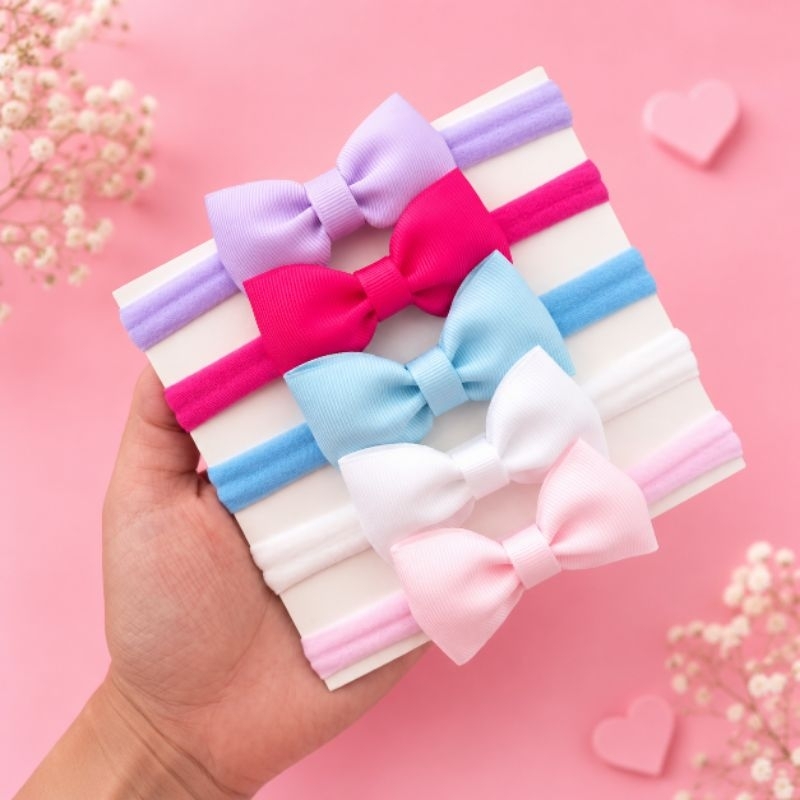 Kit 5 faixas para bebê lacinhos laços tiara infantil maternidade rn acessórios de cabelo