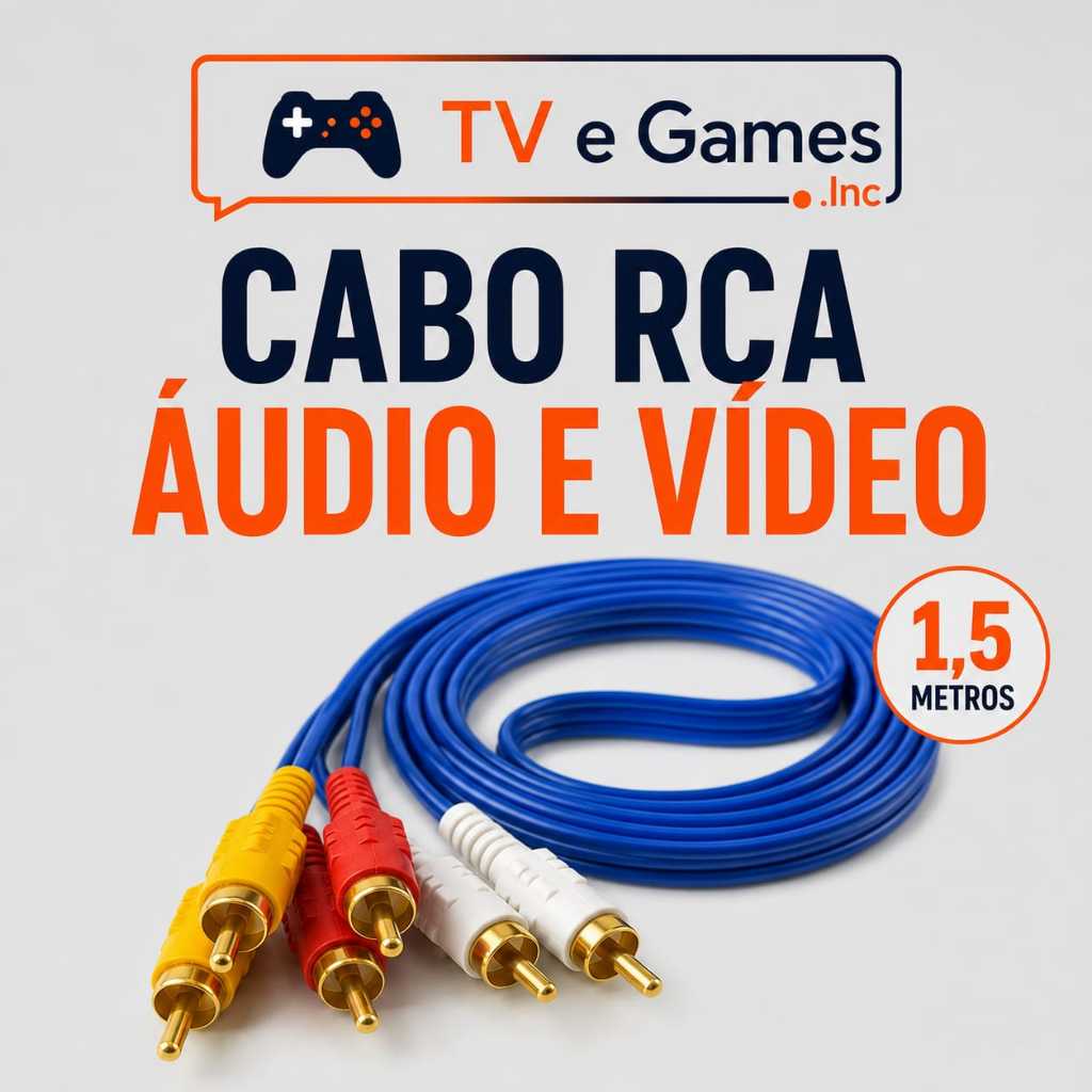 Cabo RCA 3x3 Áudio e Vídeo 1,5m Compatível TV DVD Videogame Home Theater e Receptor a Pronta Entrega