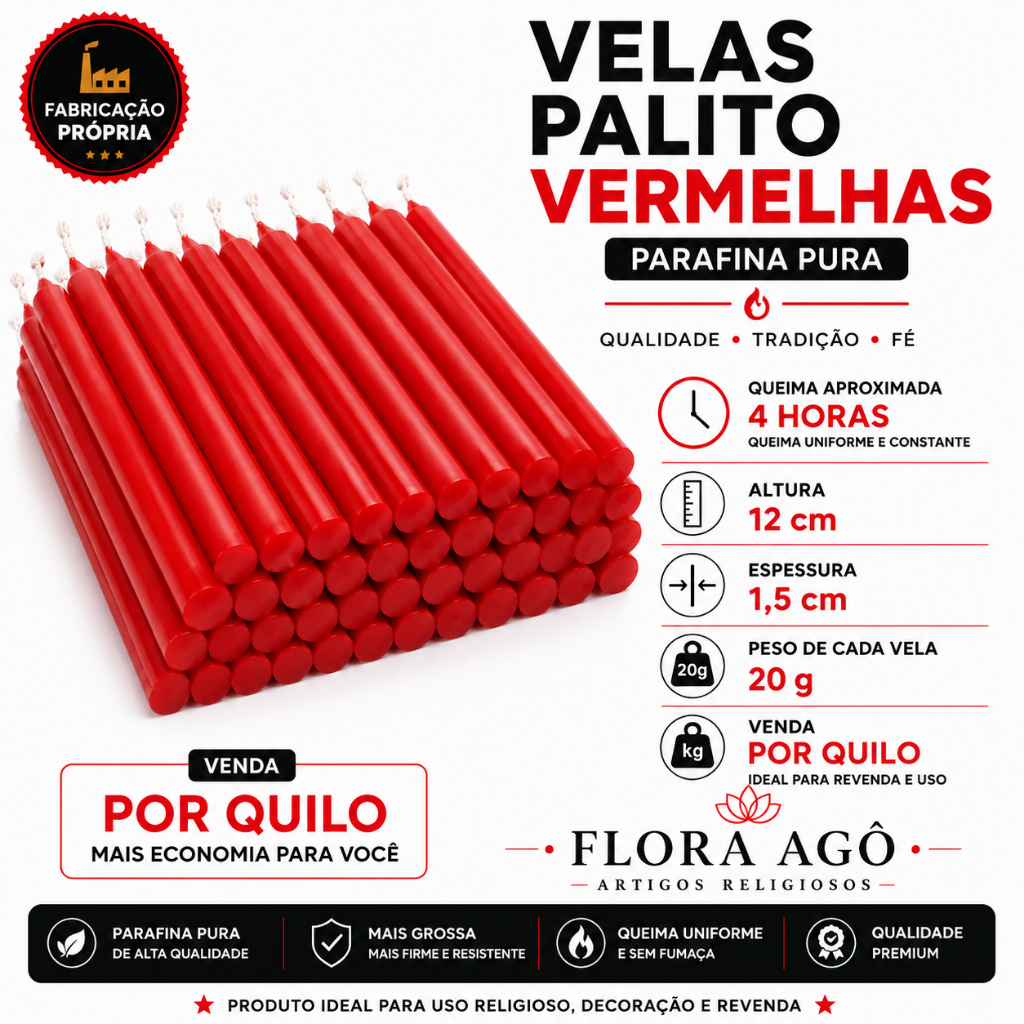 Vela Palito Vermelha 20g Vendida Por Kg 1kg 2kg 3kg 4kg 5kg Alta Qualidade