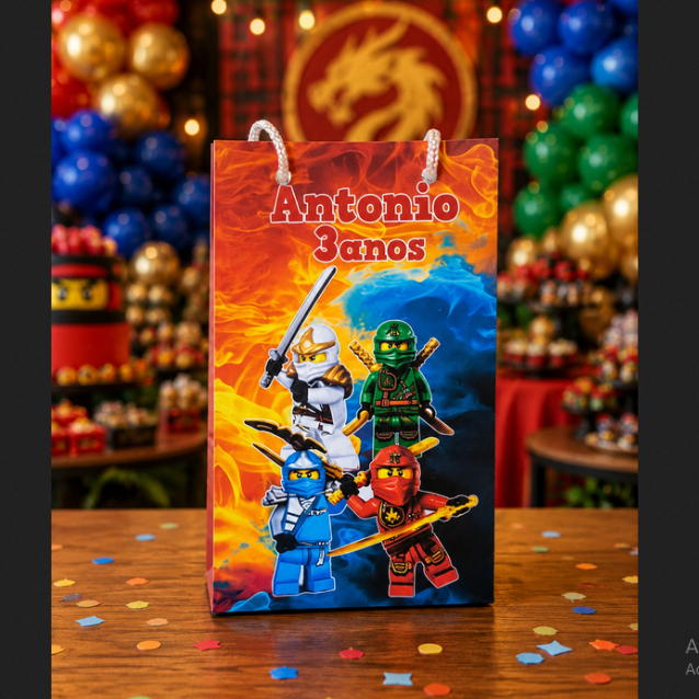 Sacolinha Surpresa Personalizada Lembrancinha NinjaGo Sacolinha de papel para festa infantil