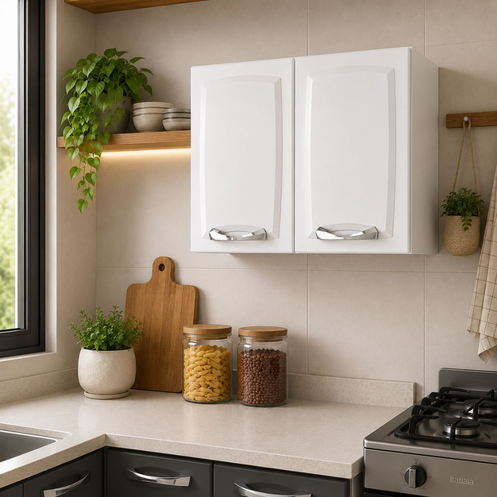 Armário de Cozinha Aéreo Itatiaia Aço 2 Portas New Premium Branco Neve