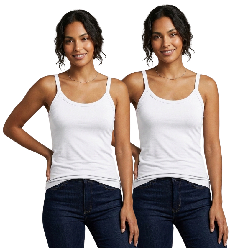 Kit Com 2 Regatas Blusas Femininas Basicas Viscose Elastano Premium