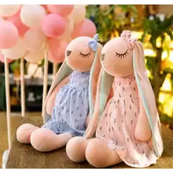 Boneca Pelúcia Coelho Coelhinha Orelhas Grandes Naninha Infantil Bebê Meninas Meninos Páscoa