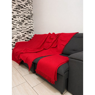 Manta 3,00x1,80m para Sofá Grande King  Algodão Grossa Decorativa com Franjas – Proteção e Decoração para Sala