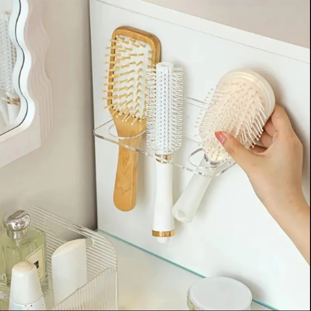 Suporte Escova de Cabelo Acrílico Cristal Utilidades Organizadores Quarto Penteadeira Guarda Roupa