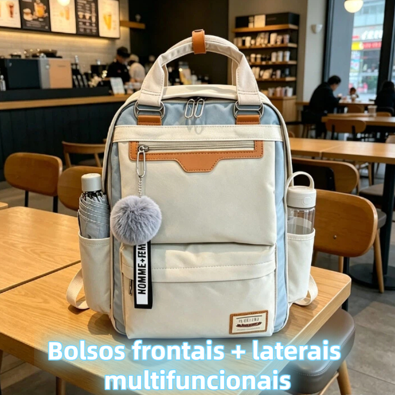 Mochila Feminina À Prova D'água Poliéster Bolsa Casual Espaçosa Leve para Universidade Escola Trabalho Viagem Passeio de
