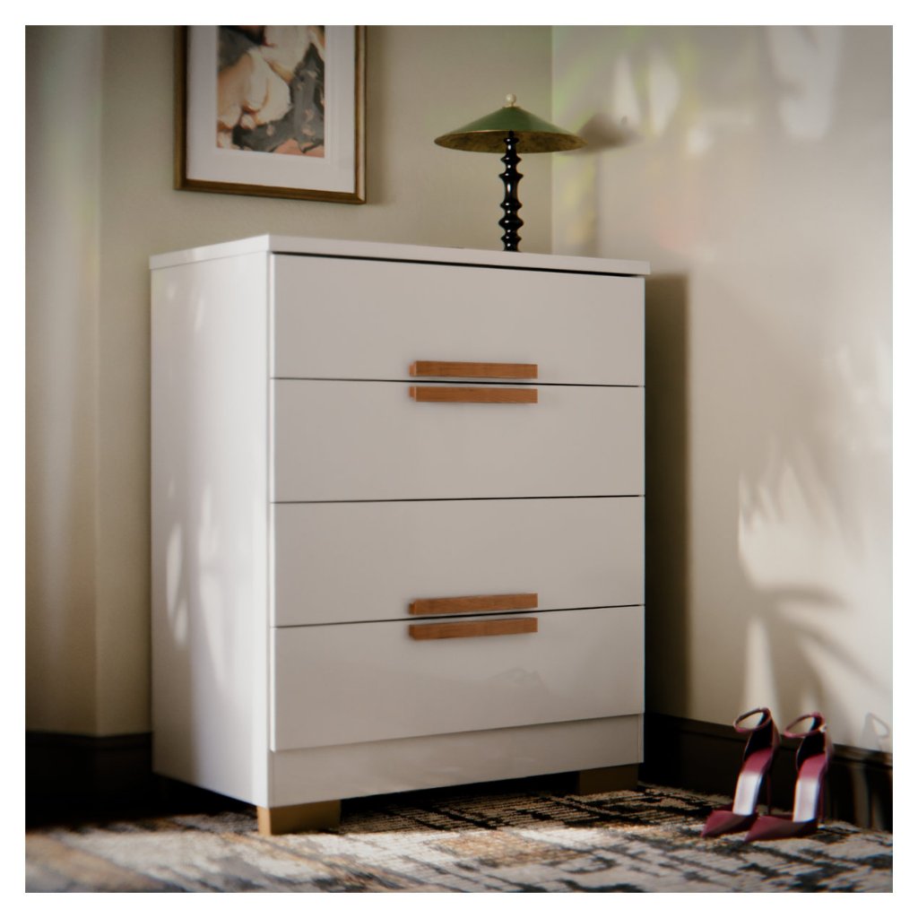 Cômoda 4 Gavetas MDF Para Quarto Gaveteiro Casal Solteiro Grande Multiuso Organizador Roupas Napoles · foto 2