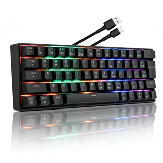 Teclado Mecânico Gamer Compacto 60% 63 Teclas Switch Blue Rainbow RGB Anti-Ghosting USB
