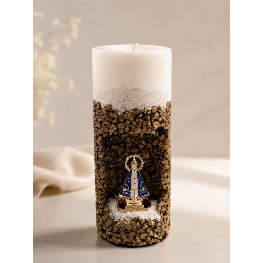 Vela Gruta Oratória Perfumada 18cm Nossa Senhora Aparecida Fátima Dia das Mães