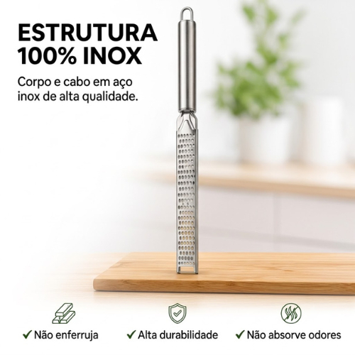 Ralador Culinaria Extra Fino Ralador Inox 30x2,5 cm Cabo em Inox Profissional