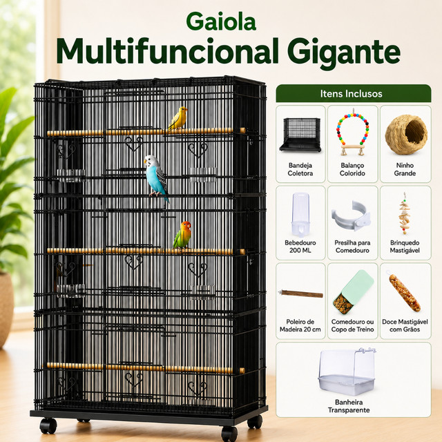 Gaiola Extra Grande Para Pássaros Papagaio Calopsita Viveiro De Criação Em Aço Carbono Resistente