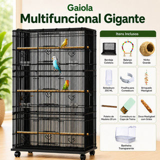 Gaiola Extra Grande Para Pássaros Papagaio Calopsita Viveiro De Criação Em Aço Carbono Resistente