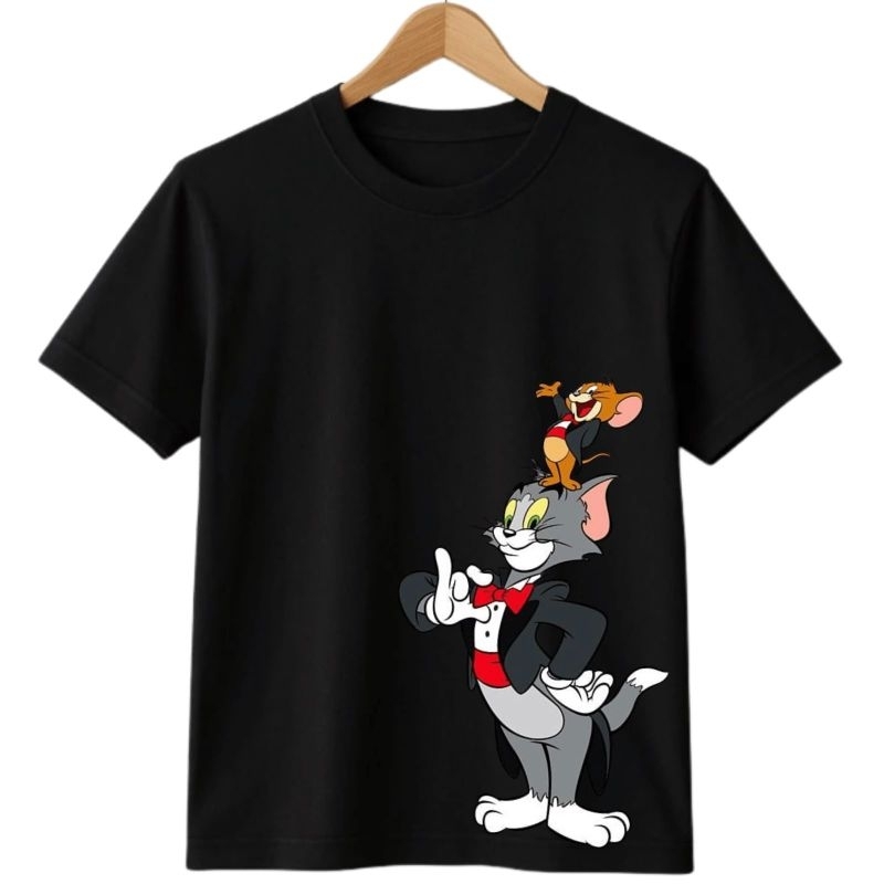 Camiseta Infantil Unissex Personagem Desenho Tom e Jerry 100%Algodão Premium Lançamento Festa Escola Confortável