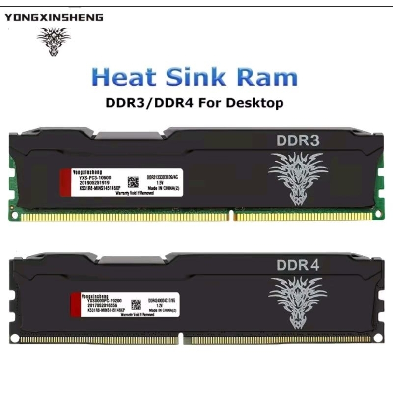 Memória Ram Gamer Ddr4 4gb 2666 Mhz Yongxinsheng  Para Pc Computador com Dissipador Preto