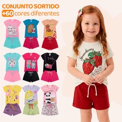 Kit Sortido 4,10 ou 20 Peças de Roupas Infantil Menina Conjunto de Verão Feminino Algodão Tamanho 1 ao 10 Conjunto Calor