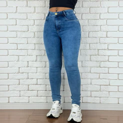 calça jeans feminina marmorizada com Lycra empina bumbum