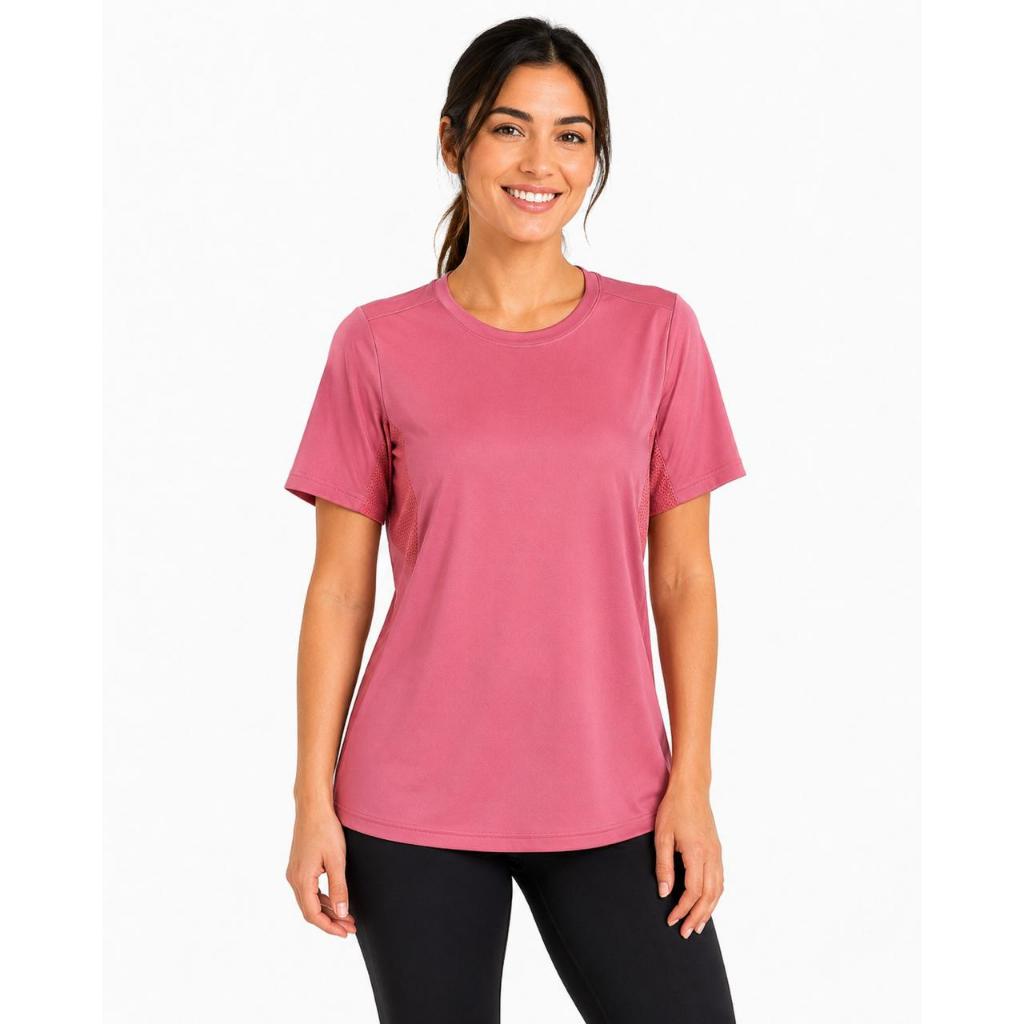 Camiseta Dry Fit Feminina Fitness Rosa Manga Curta Academia Treino Musculação Corrida Respirável