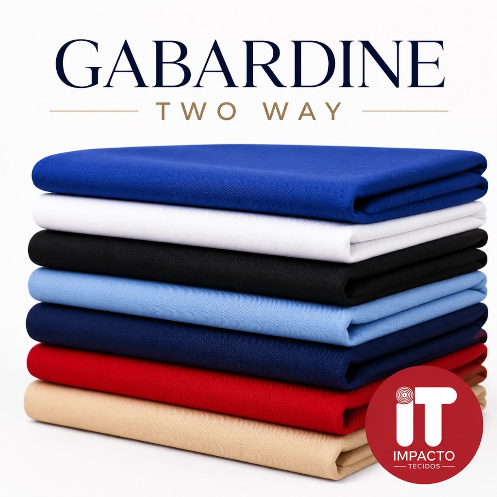 Tecido Gabardine Two Way (1m x 1,50m) para uniformes, jalecos e blazer varias cores