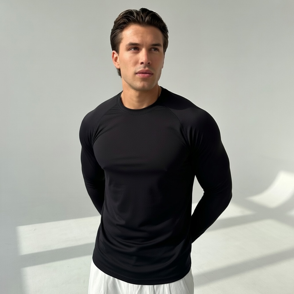 Camiseta Masculina Manga Longa Dry Fit para Academia, Esportes e Lazer