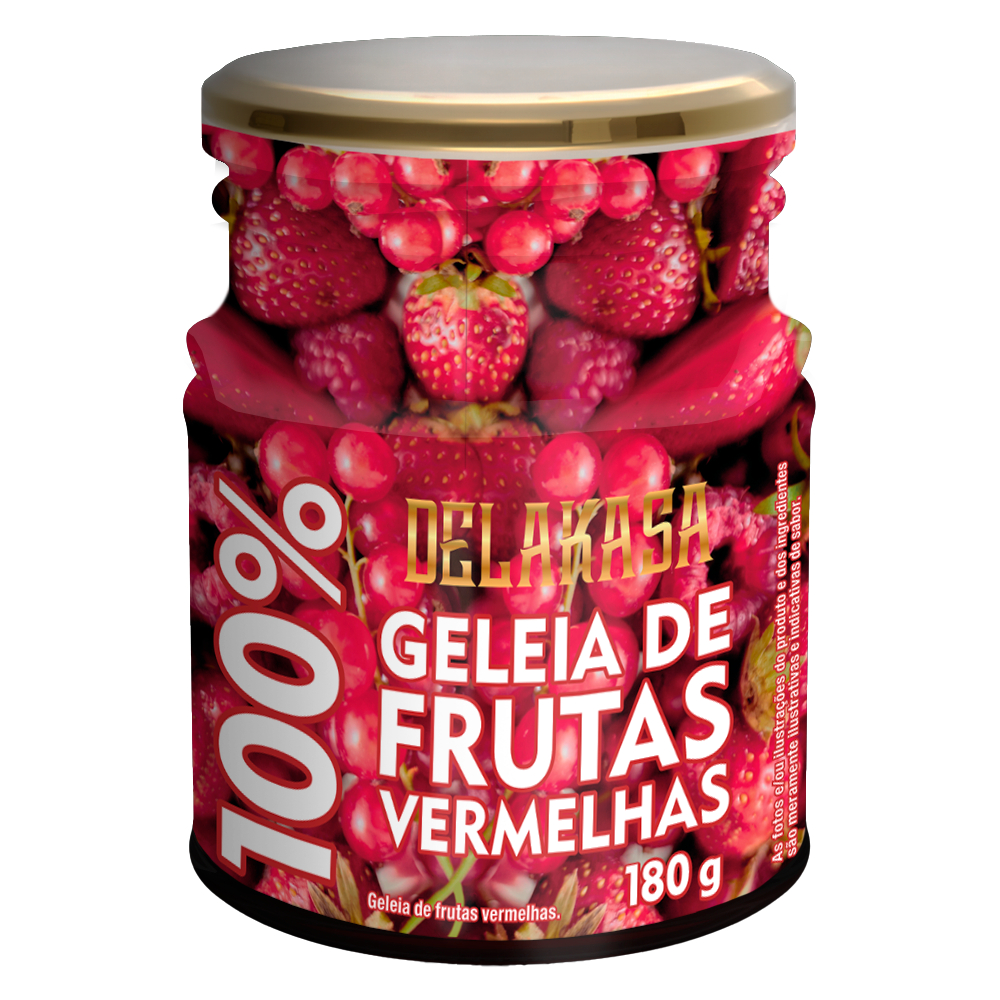 Geleia 100% Frutas Vermelhas Delakasa 180 g - Sem Glúten