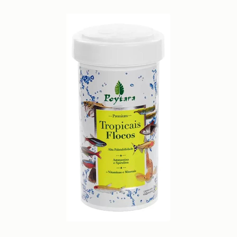 Ração para Peixes Tropicais Poytara Tropicais Flocos 30g