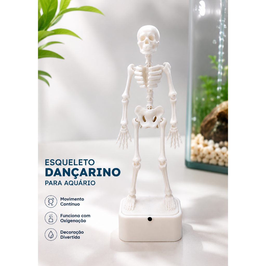 Enfeite Esqueleto Dançarino Aquário OXIGENAÇÃO DECORAÇÃO Bolhas Ornamental Resistente Divertido Suspenso