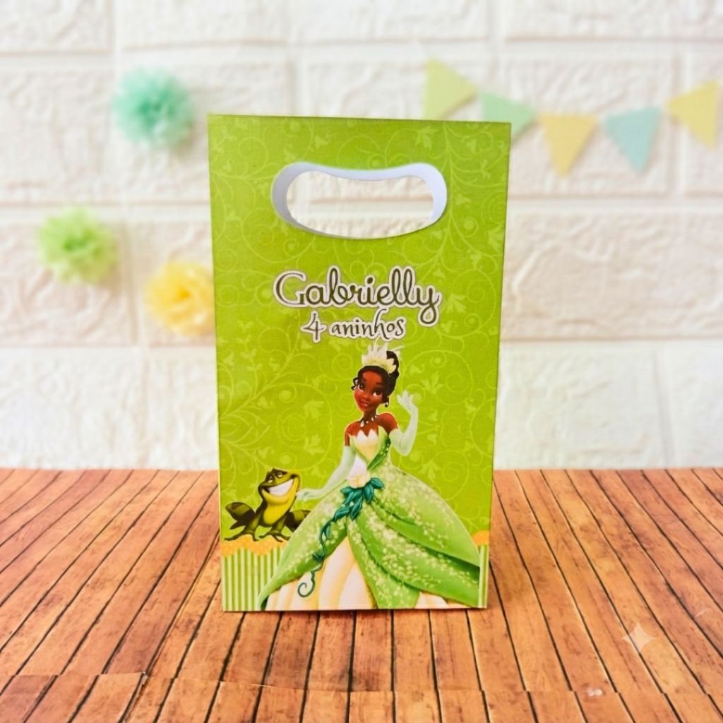 Sacolinha Personalizada TIANA - A PRINCESA E O SAPO Aniversário Festa Infantil Lembrancinha