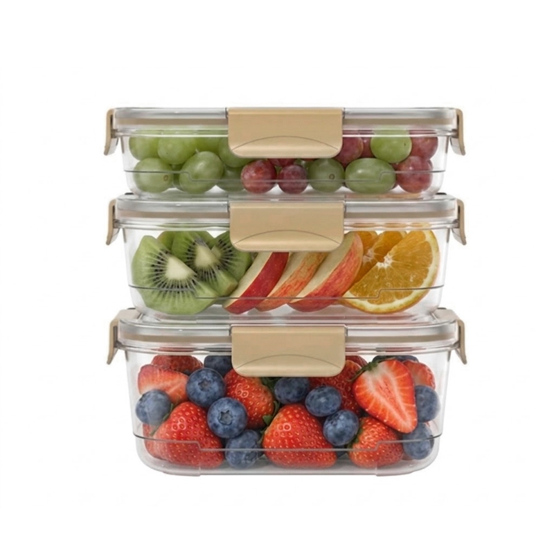 Kit 3 Potes Herméticos De Plastico Transparente Para Mantimentos Marmita Com Trava Cozinha Geladeira (1.4L/2L/2.4L)