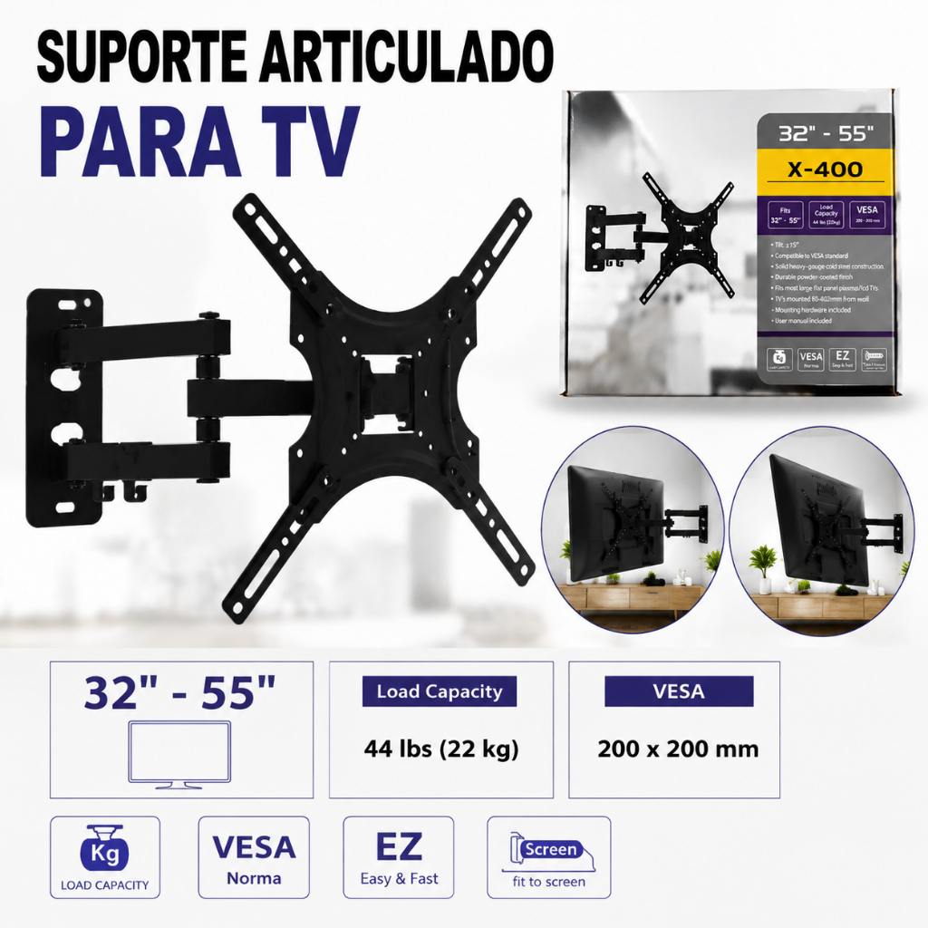 Suporte Articulado para TV Monitor LED LCD Smart 10 a 55 Polegadas Universal